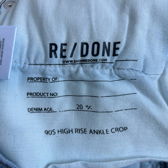 Redone 90’s High Rise Ankle Crop Button Fly Blue Denim Jeans 29 - Picture 9 of 17